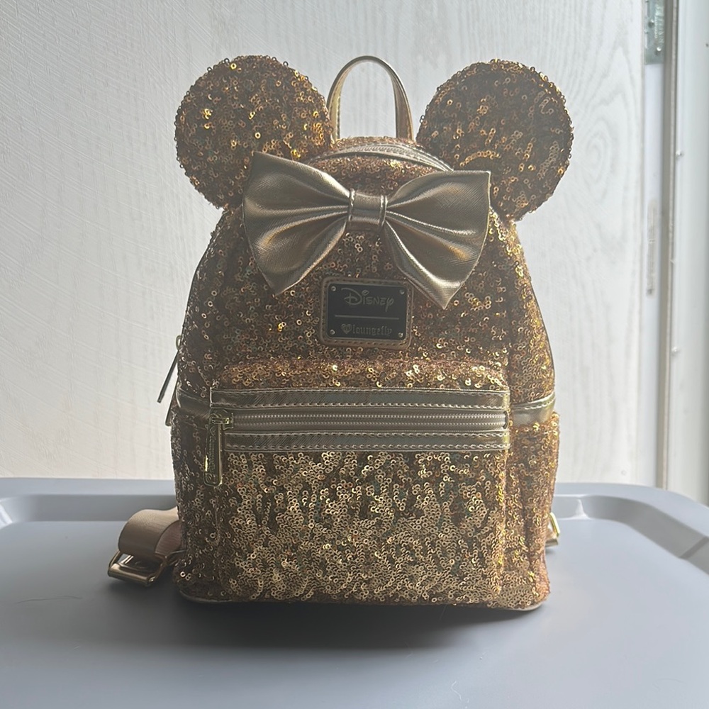 Disney Gold Sparkle Backpack with Mickey Ears
